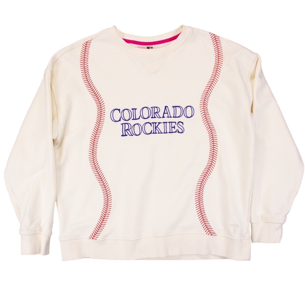 Terez Colorado Rockies Crewneck Sweater Size L Unisex Baseball Stitch Embroidere